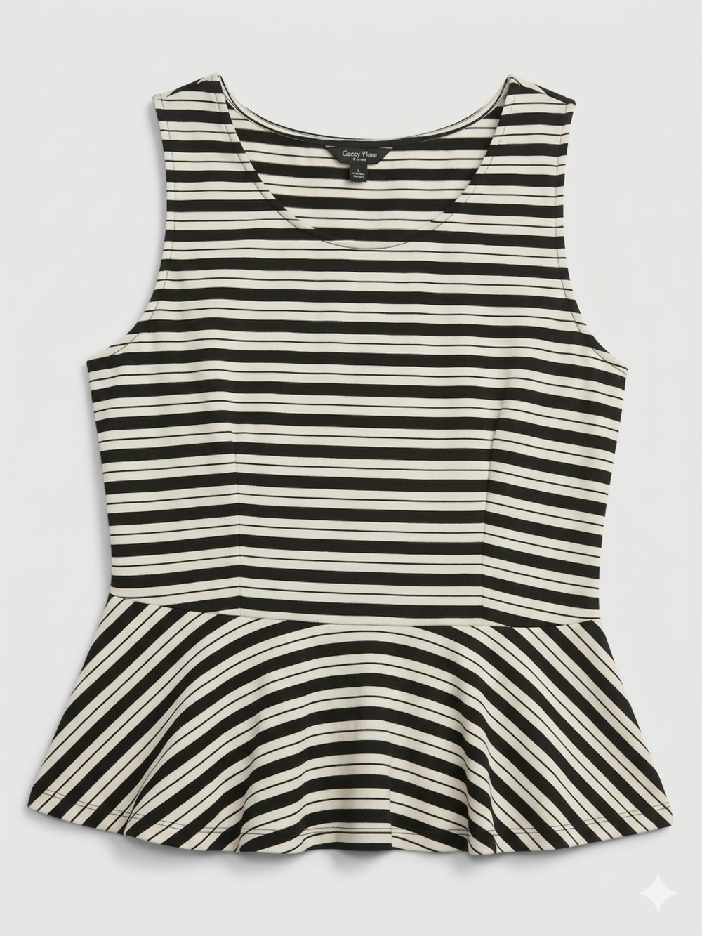 George Black and White Striped Peplum Tank